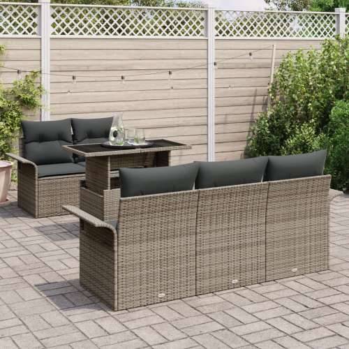 set od 6 komada vrtnih sofa s jastučićima sivo poli ratan Cijena