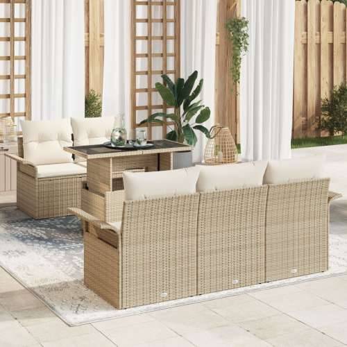 set od 6 vrtnih sofa s jastučićima bež poli ratan Cijena