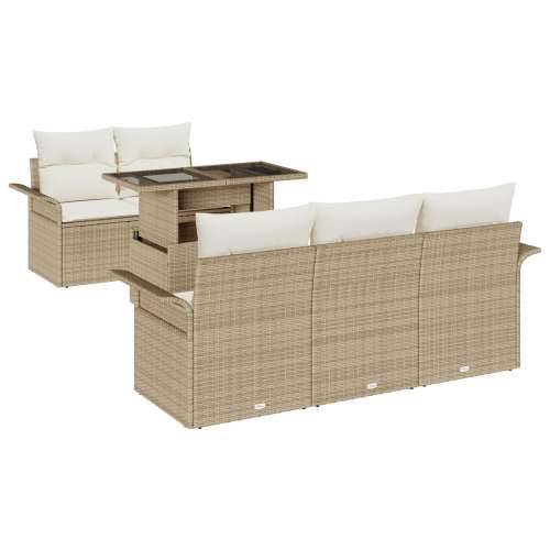 set od 6 vrtnih sofa s jastučićima bež poli ratan Cijena
