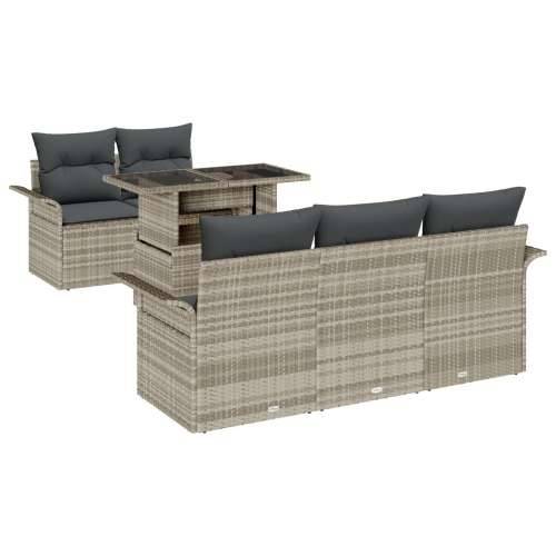 set od 6 vrtnih sofa s jastučićima svijetlosivog poli ratana Cijena