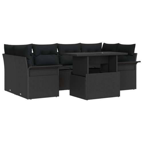 Vrtna garnitura - 7-dijelni set vrtnih sofa s jastučićima crni poli ratan Cijena