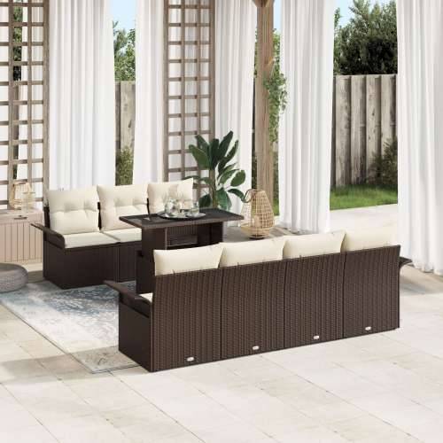 8-dijelni Vrtni Sofa Set s Jastučićima Smeđa Poli Ratan Cijena