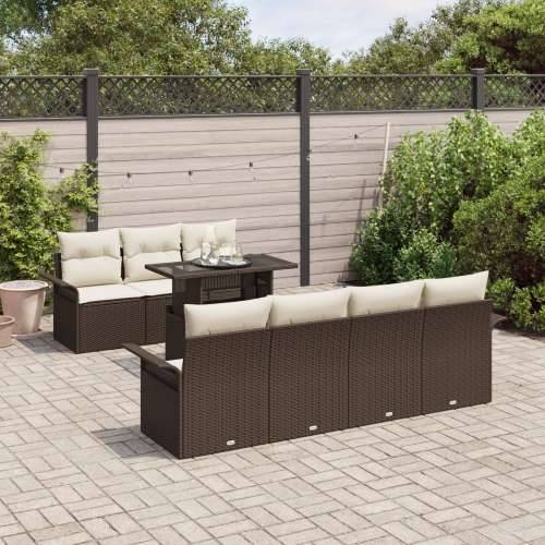 8-dijelni Vrtni Sofa Set s Jastučićima Smeđa Poli Ratan Cijena