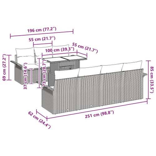 8-dijelni Vrtni Sofa Set s Jastučićima Smeđa Poli Ratan Cijena
