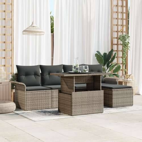 set vrtnih sofa od 6 komada s jastučićima sivi poli ratan Cijena