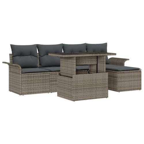 set vrtnih sofa od 6 komada s jastučićima sivi poli ratan Cijena