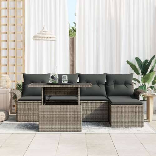 set vrtnih sofa od 6 komada s jastučićima sivi poli ratan Cijena
