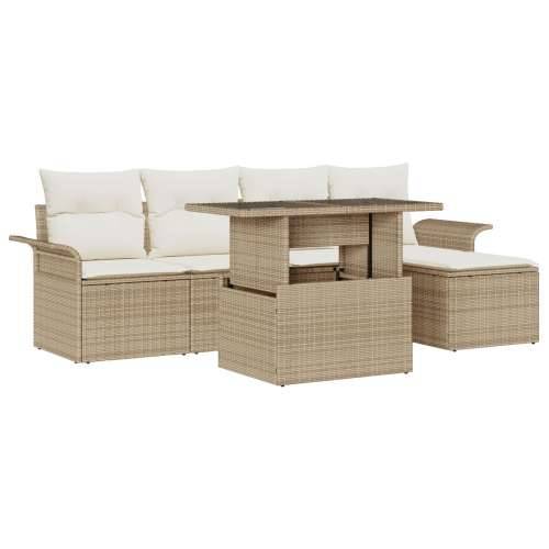6 Kom Šuplji Vrtni Sofa Set s Jastucima Bež Poli Ratan Cijena