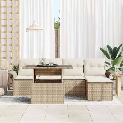 6 Kom Šuplji Vrtni Sofa Set s Jastucima Bež Poli Ratan Cijena