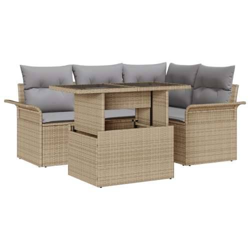 5-dijelni vrtni sofa set s jastučićima bež poli ratan Cijena
