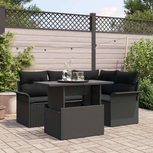 Set od 5 vrtnih sofa s jastučićima crna poli ratan Cijena