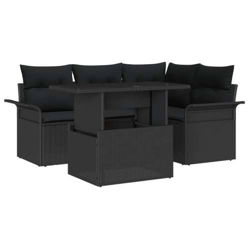 Set od 5 vrtnih sofa s jastučićima crna poli ratan Cijena