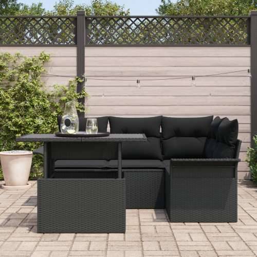 Set od 5 vrtnih sofa s jastučićima crna poli ratan Cijena