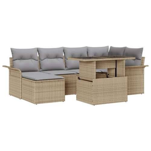 7-dijelni vrtni sofa set s jastučićima bež poli ratan Cijena