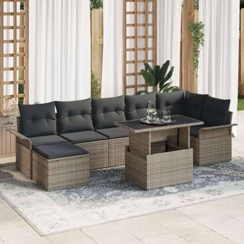 8 komadni vrtni sofa set s jastučićima siva poli ratan Cijena