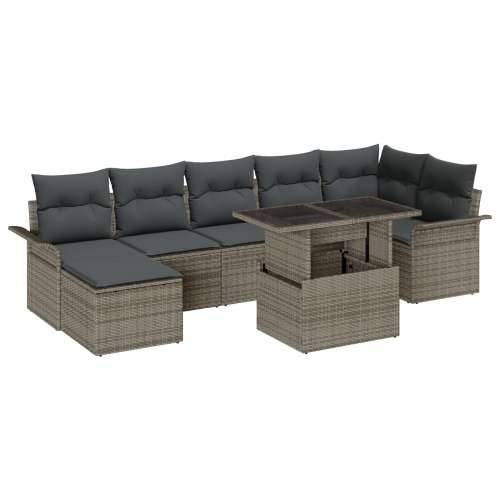 8 komadni vrtni sofa set s jastučićima siva poli ratan Cijena