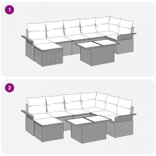 8 komadni vrtni sofa set s jastučićima siva poli ratan Cijena