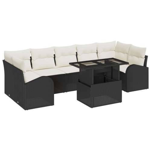 Set od 8 vrtnih sofa s jastučićima Crni poli ratan Cijena