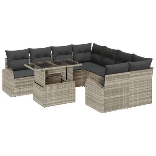 Vrtna garnitura - 9-dijelni set vrtnih sofa s Jastucima Svijetlosivi Poli Ratan Cijena