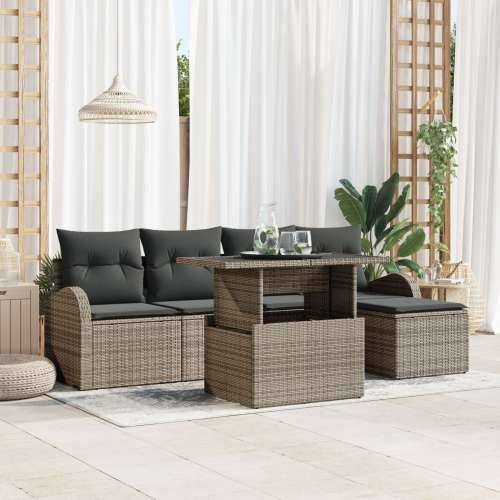 6-dijelni vrtni sofa set s jastučićima siva poli ratan Cijena