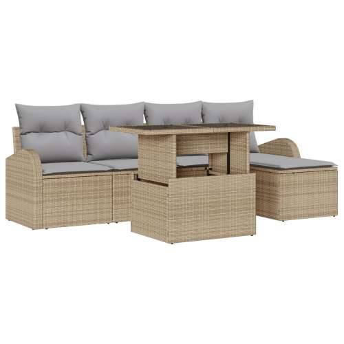 6 Dijelni Vrtni Sofa Set s Jastučićima Bež Poli Ratan Cijena