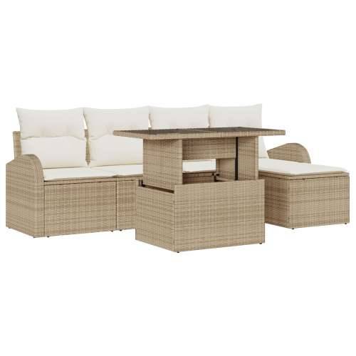 6 Djelni Vrtni Sofa Set s Jastučićima Bež Poli Ratan Cijena