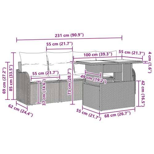 6 Djelni Vrtni Sofa Set s Jastučićima Bež Poli Ratan Cijena