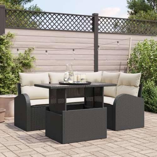 Vrtna garnitura - 5-dijelni set vrtnih sofa s jastučićima Crni poli ratan Cijena