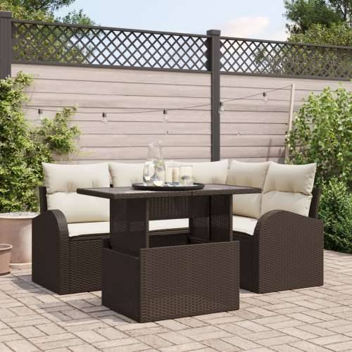 set od 5 vrtnih sofa s jastučićima smeđi poli ratan Cijena