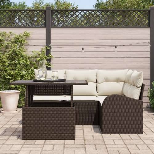 set od 5 vrtnih sofa s jastučićima smeđi poli ratan Cijena