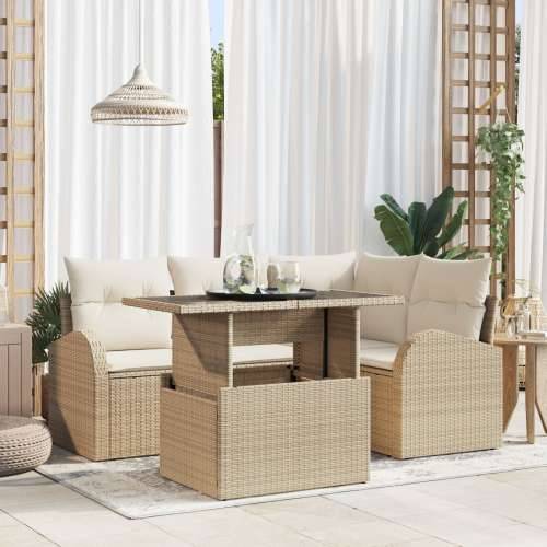 5-dijelni vrtni sofa set s jastučićima Bež Poli ratan Cijena