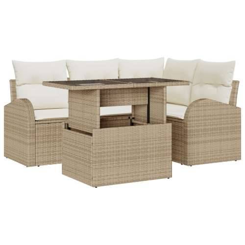 5-dijelni vrtni sofa set s jastučićima Bež Poli ratan Cijena