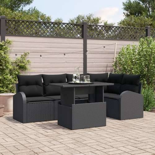 Set od 6 dijelova vrtnih sofa s jastučićima crni poli ratan Cijena