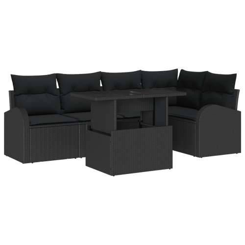 Set od 6 dijelova vrtnih sofa s jastučićima crni poli ratan Cijena