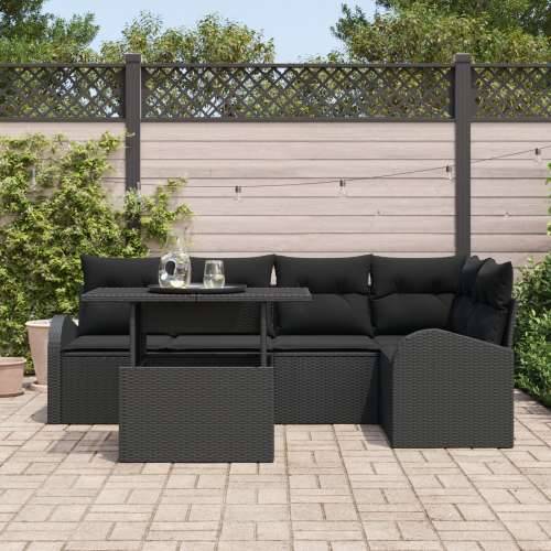 Set od 6 dijelova vrtnih sofa s jastučićima crni poli ratan Cijena