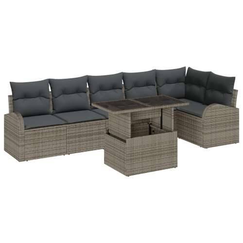 set od 7 dijelova vrtnih sofa s jastučićima siva poli ratan Cijena