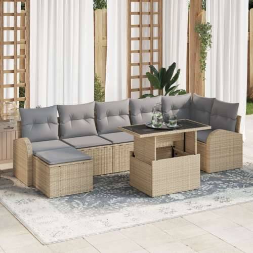 set sofe s jastučićima od 8 komada Bež Poly Rattan Cijena