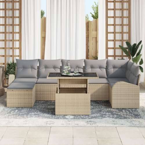 set sofe s jastučićima od 8 komada Bež Poly Rattan Cijena