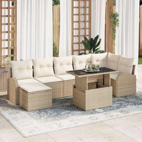 set vrtnih sofa od 8 komada s jastucima bež poli ratan Cijena