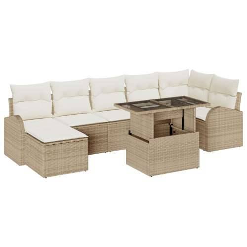 set vrtnih sofa od 8 komada s jastucima bež poli ratan Cijena