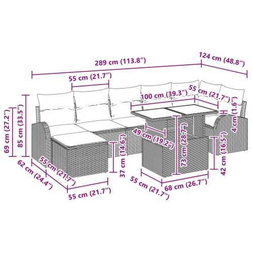 set vrtnih sofa od 8 komada s jastucima bež poli ratan Cijena