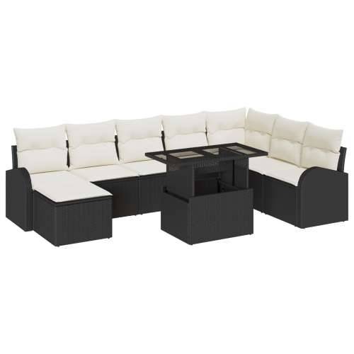 Vrtna garnitura - 9-dijelni set vrtnih sofa s jastučićima Crni Poli Ratan Cijena