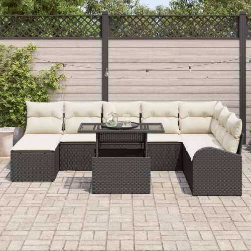 Vrtna garnitura - 9-dijelni set vrtnih sofa s jastučićima Crni Poli Ratan Cijena