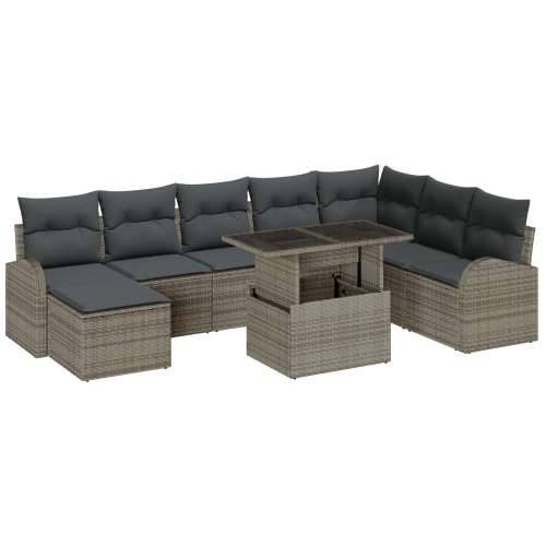 9 komadni vrtni sofa set s jastučićima siva PE ratan Cijena