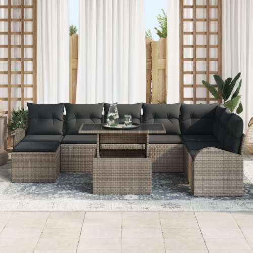 9 komadni vrtni sofa set s jastučićima siva PE ratan Cijena