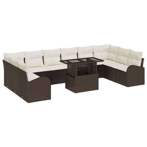 set od 11 komada sofa za vrt s jastučićima smeđi poli ratan Cijena