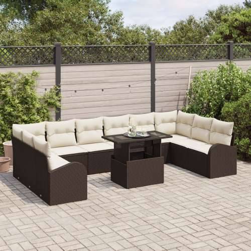 set od 11 komada sofa za vrt s jastučićima smeđi poli ratan Cijena
