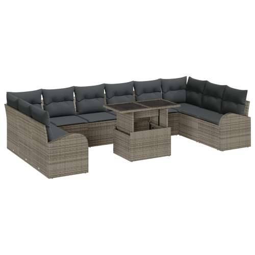 Set vrtnih sofa od 11 komada s jastučićima sivo poli ratan Cijena