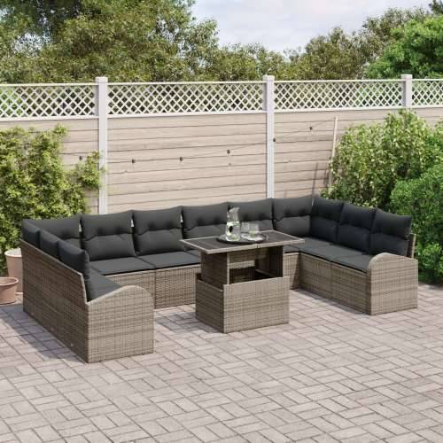 Set vrtnih sofa od 11 komada s jastučićima sivo poli ratan Cijena