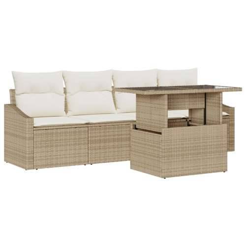 Set vrtnih sofa od 5 komada s jastučićima bež poli ratan Cijena